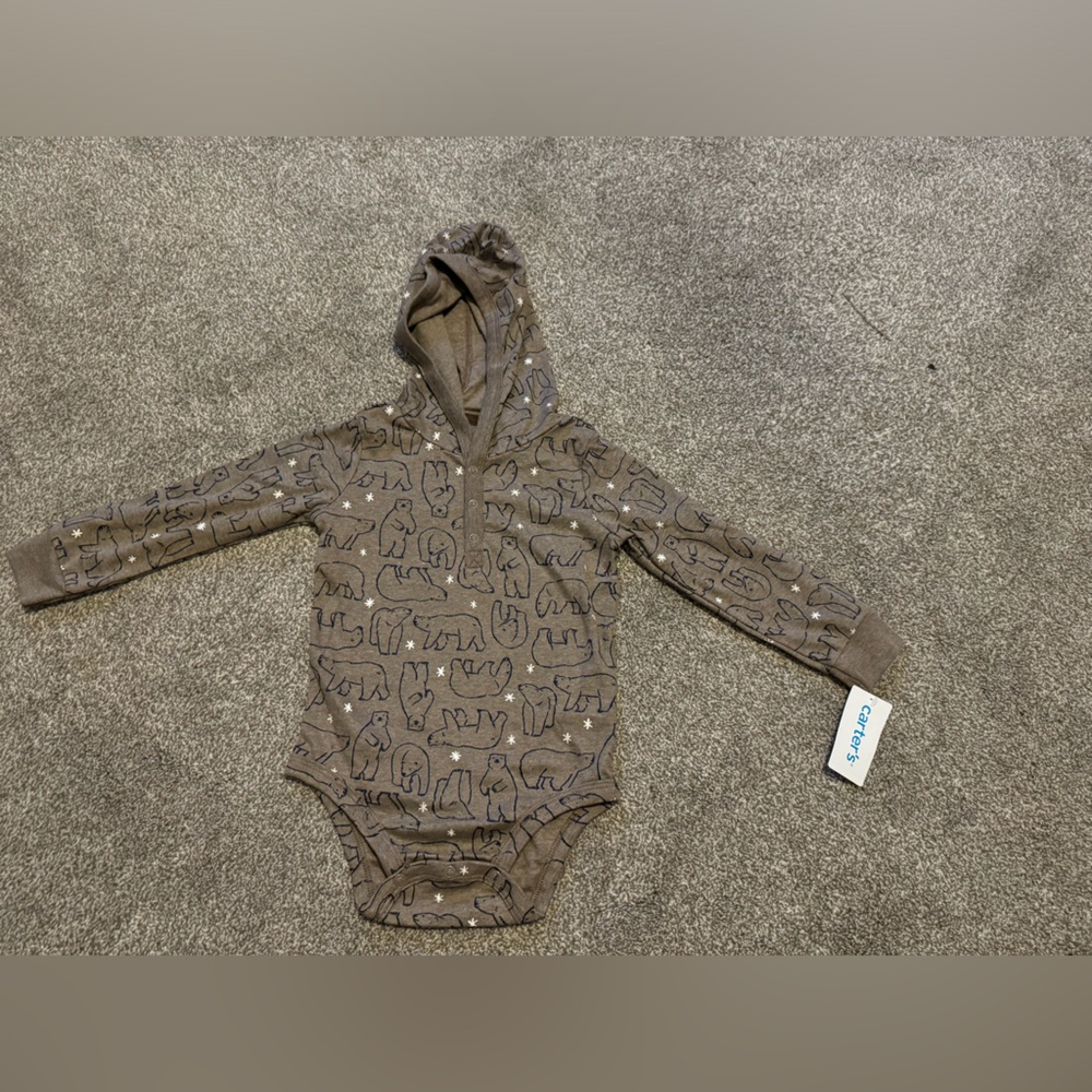 Carter's Brown Hooded Elephant Print One-Piece
